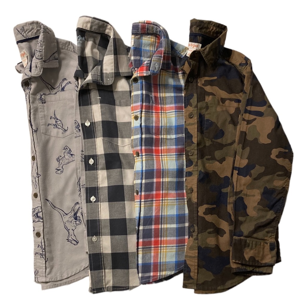 LOT of 4 Cat & Jack Button Down Shirts Size Medium 8/10